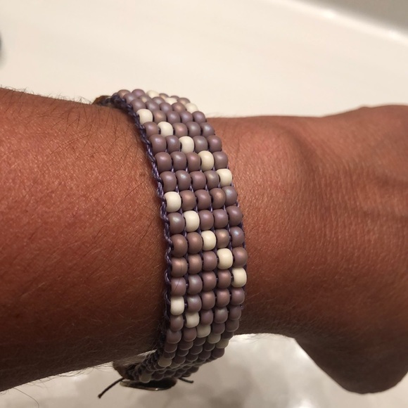 Jewelry - Handmade beaded bracelet purple-white with silver